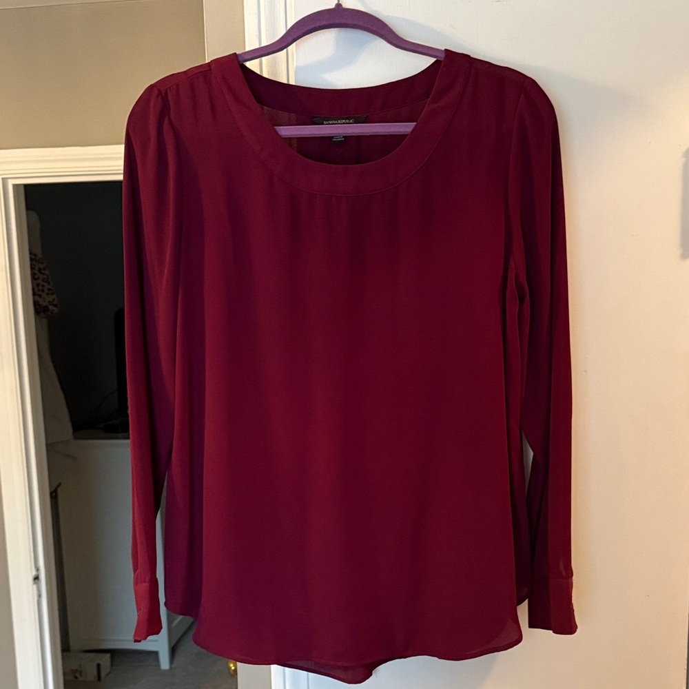 Banana Republic Deep Red Long Sleeve Blouse